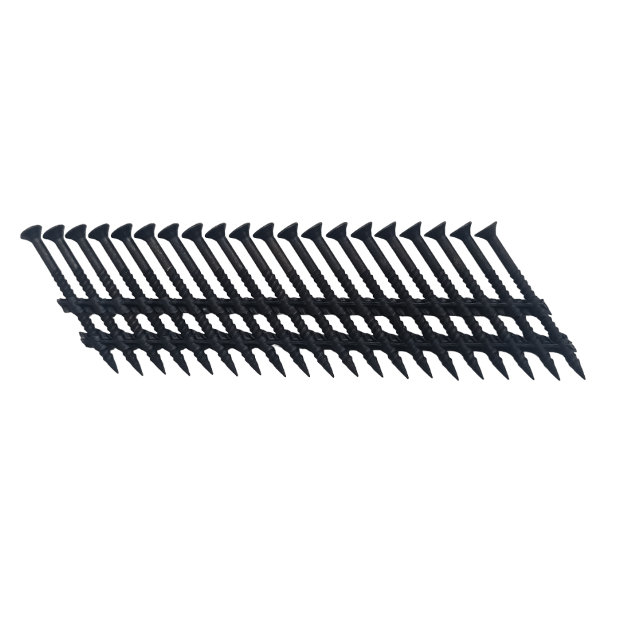 Beck SCRAIL - Išsukamos vinys juostose 34°, juodai oksiduotos (2.8/3.2 x 57 mm) (1000 vnt.) A2