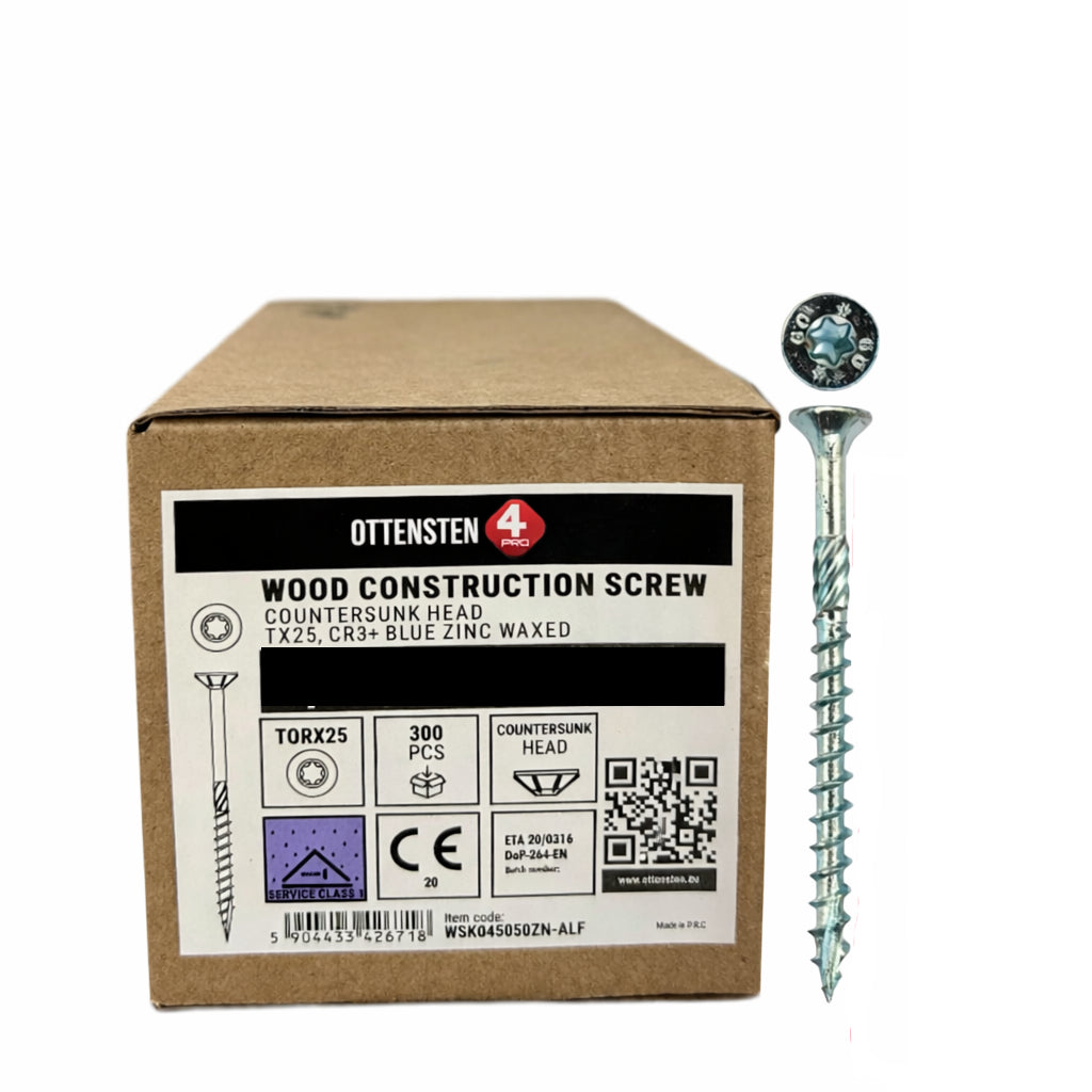 Wood Screws 5 X 50-120mm (TORX 25, Galvanized CR3+ZN, Countersunk Head, 200 pcs., 4PRO)