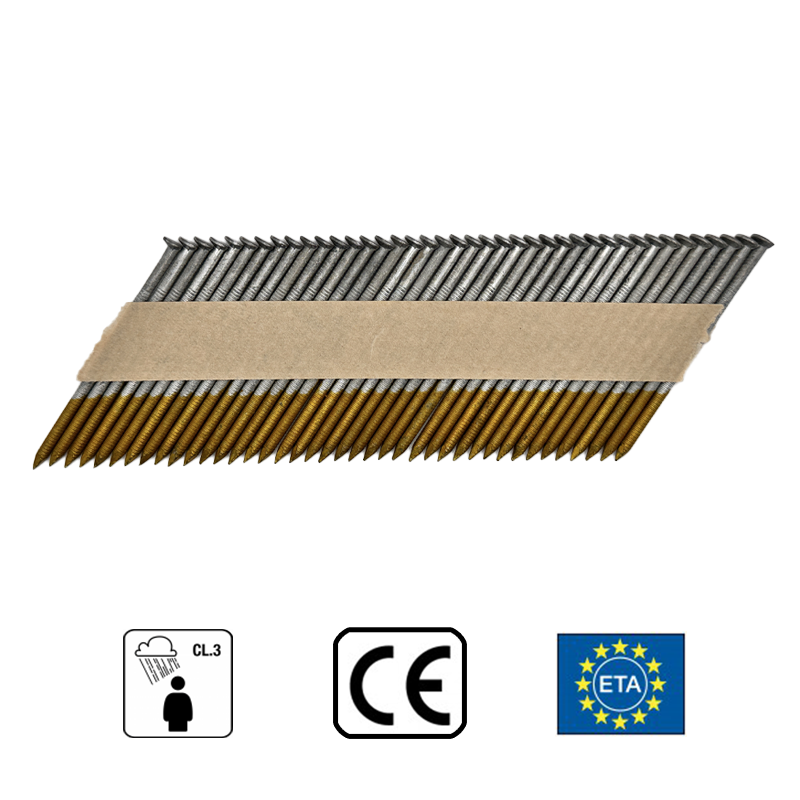 Construction Nails in Cassette 2.8x65 mm; 34°; Hot-Dip Galvanized 50μm; Ribbed (3000 g.)