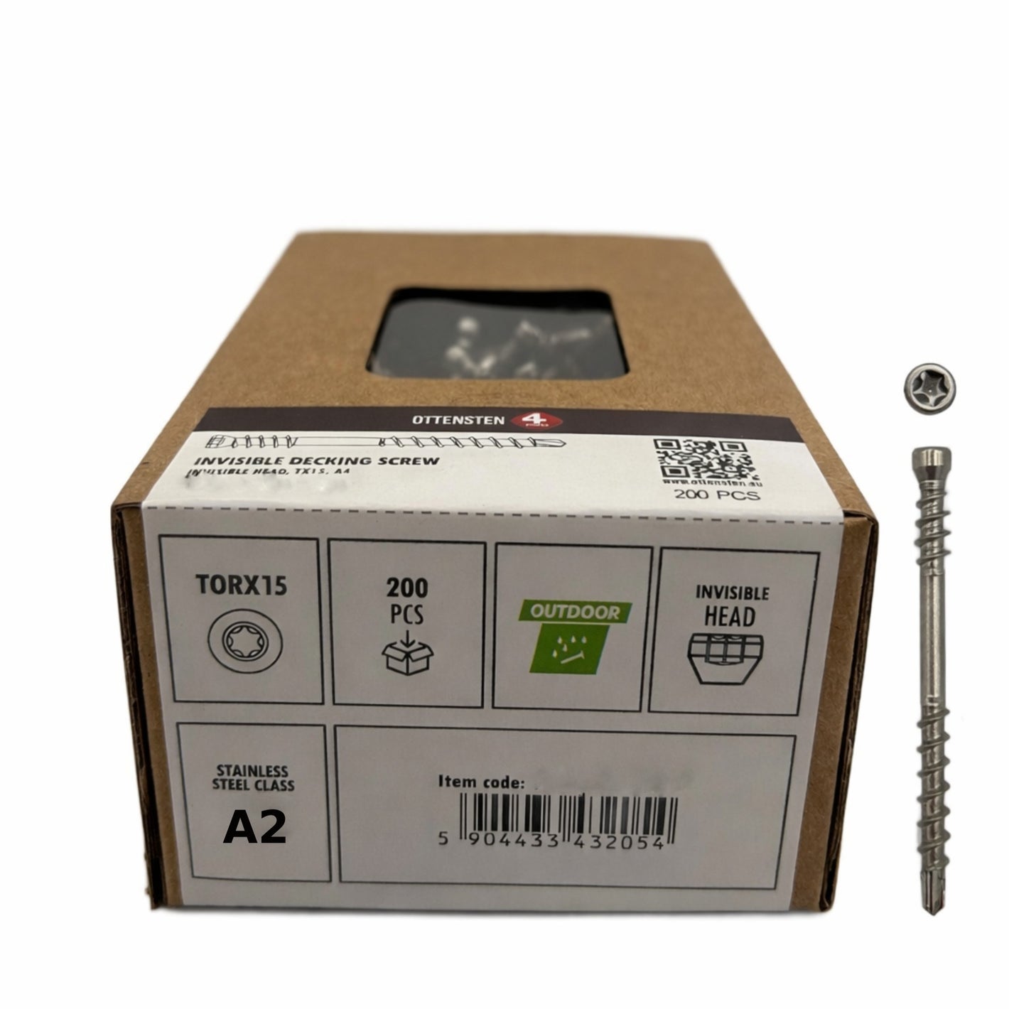 4PRO – Paslėpto tvirtinimo medsraigčiai terasai A2, TX15 (4.2 × 60 mm)