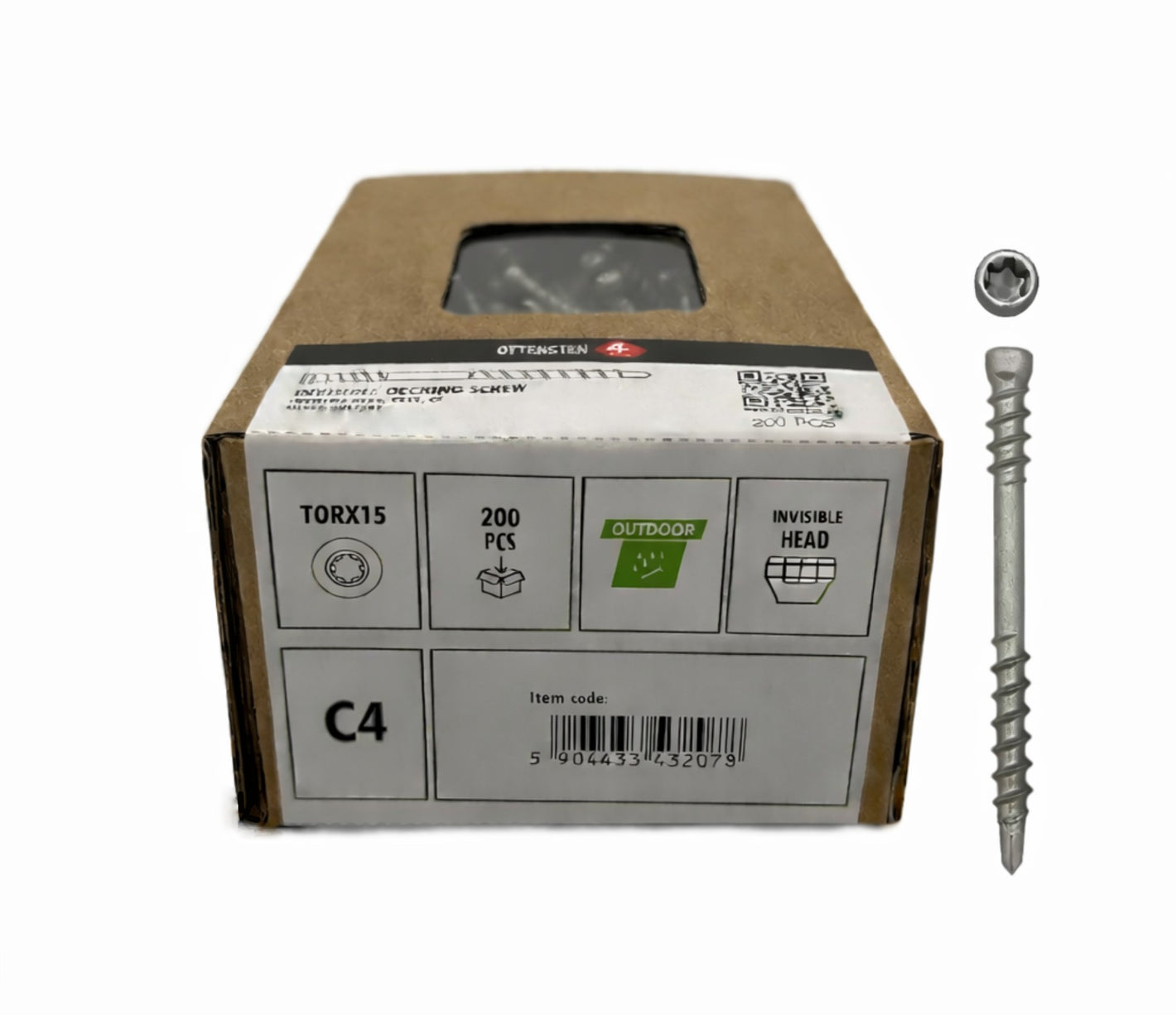 4PRO – Paslėpto tvirtinimo medsraigčiai terasai (4.2 × 48–60 mm) C4, TX15