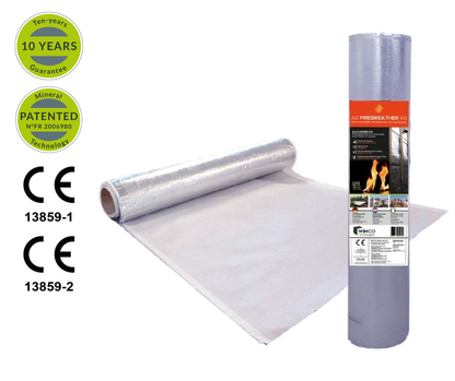 WINCO Firebreather Alu A2 W1 - Nedegi, šilumą atspindinti, difuzinė membrana (1.2 m x 35 m/50 m; 42 m2/60 m2)