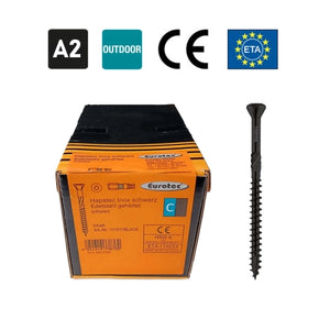 Eurotec Hapatec - Nerūdijančio plieno medsraigčiai (4.0 x 35 mm) (500 vnt.) juodi