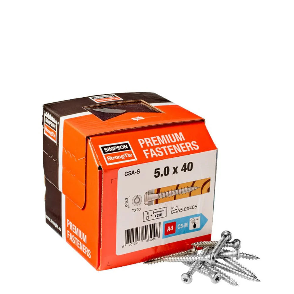 CSA5.0x40S - Inkariniai sraigtai (4.85 x 40 mm) (250vnt) A4