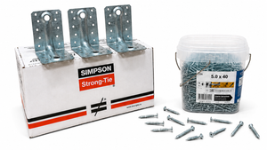 Simpson Strong-Tie ABR9020 kampinių laikiklių ir CSA5x40 sraigtų komplektas