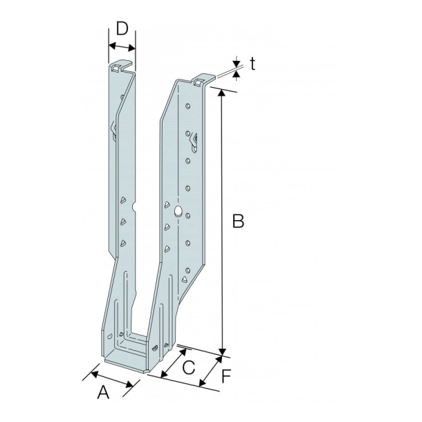 IUSE399/92 - Dvitėjinės sijos laikiklis (399 x 92 x 1.2 mm) (2)
